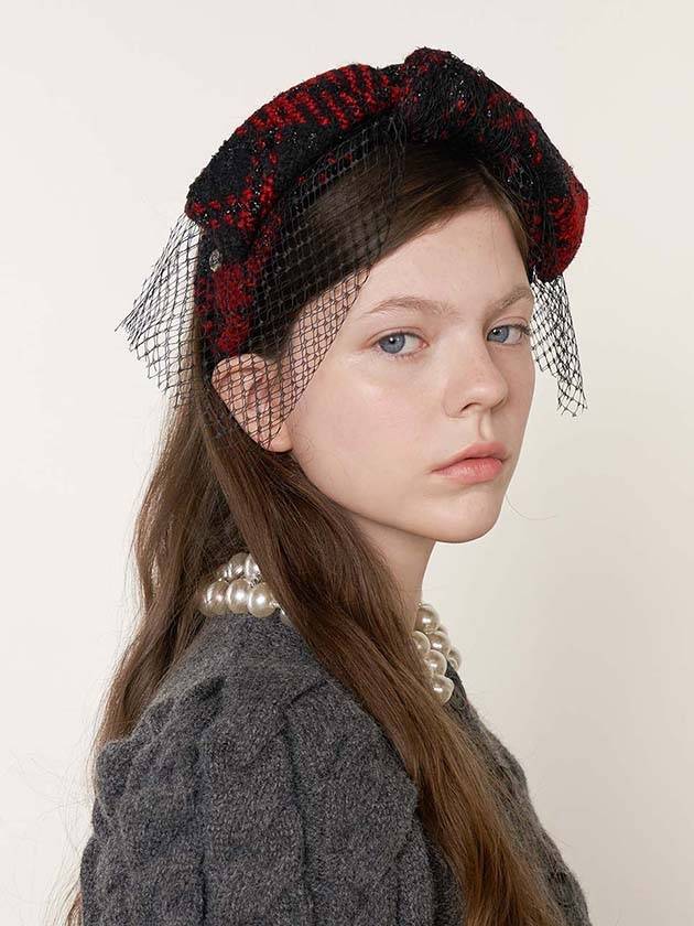 Serre Tete Lace Bunny Signature Red - BROWN HAT - BALAAN 2