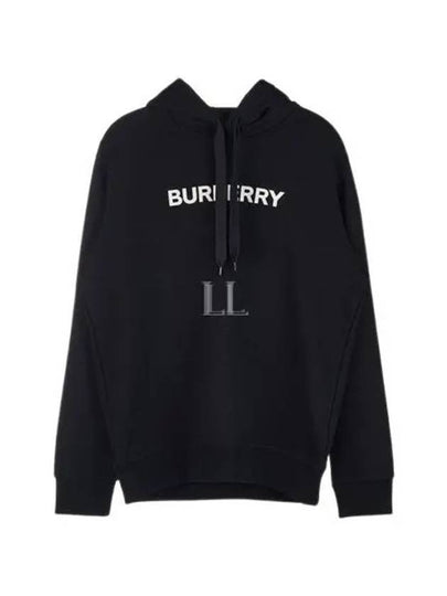 Logo Print Cotton Hoodie Black - BURBERRY - BALAAN 2