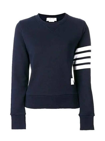 Engineered 4 Bar Stripe Loopback Jersey Knit Crewneck Sweatshirt Navy - THOM BROWNE - BALAAN 1