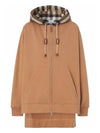 Cotton Check Hooded Zip-Up Camel - BURBERRY - BALAAN.