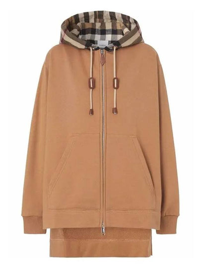 Cotton Check Zip-Up Hoodie Camel - BURBERRY - BALAAN 2