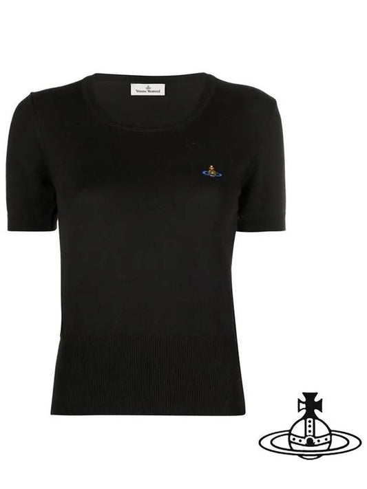 Bea Embroidery Logo Short Sleeve Knit Top Black - VIVIENNE WESTWOOD - BALAAN 2