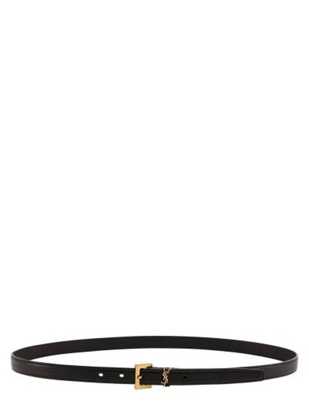 Monogram Square Leather Belt Black - SAINT LAURENT - BALAAN 4