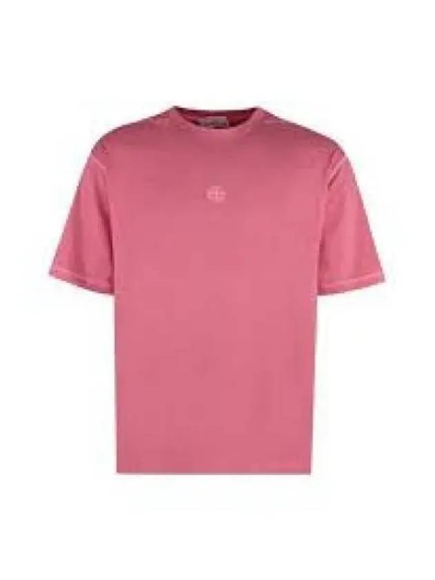 Fissato Effect Compass Embroidery Logo Short Sleeve T-shirt Cyclamen - STONE ISLAND - BALAAN 2