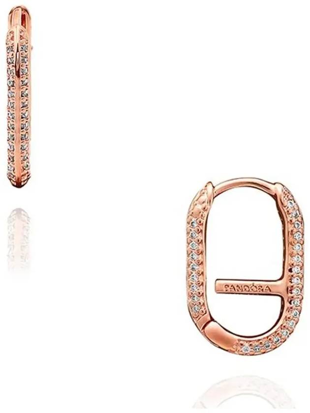 ME Pave Link Rose Gold Single Earring Rose Gold - PANDORA - BALAAN 4