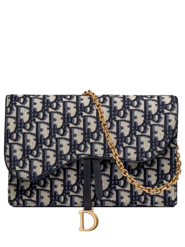 Saddle Pouch Blue Oblique Jacquard - DIOR - BALAAN.