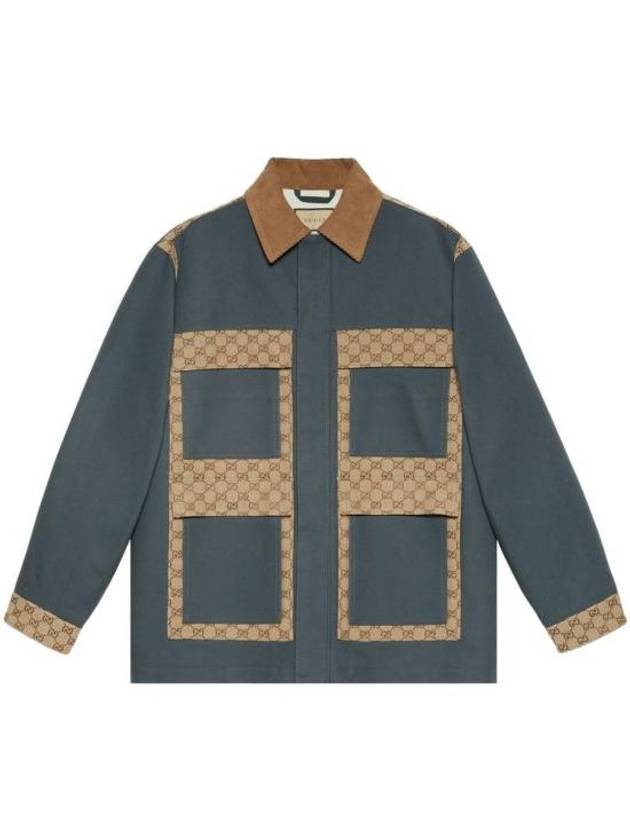 Patchwork GG Supreme Cotton Canvas Jacket Dark Grey - GUCCI - BALAAN 2