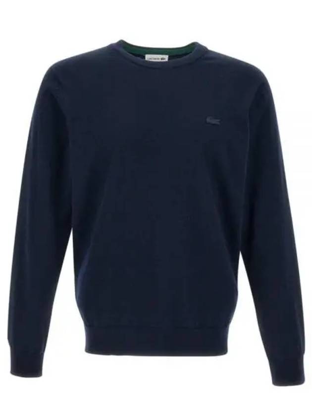 Crew Neck Merino Wool Knit Top Navy - LACOSTE - BALAAN 2