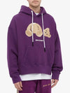 Men's Bear Logo Cotton Hoodie Purple - PALM ANGELS - BALAAN 4