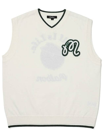 Logo point wool vest WHITE MAN - MALBON GOLF - BALAAN 1