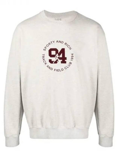 Track Field Flock Crew Neck Cotton Sweatshirt Light Oatmeal - SPORTY & RICH - BALAAN 2