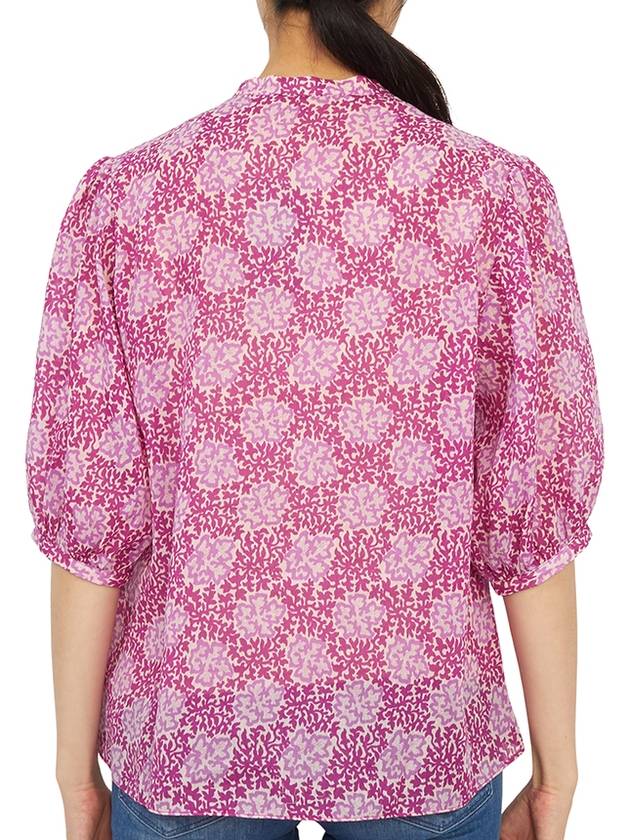 Women's Half Button Rami Cotton Blouse Pink - VANESSA BRUNO - BALAAN 5