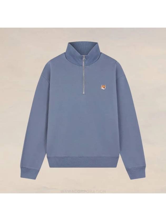 Fox Head Patch Half Zipper Sweatshirt Moonlight Blue - MAISON KITSUNE - BALAAN 2