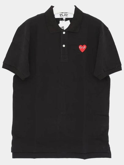 Red Heart Wappen Polo Shirt Black - COMME DES GARCONS - BALAAN 2