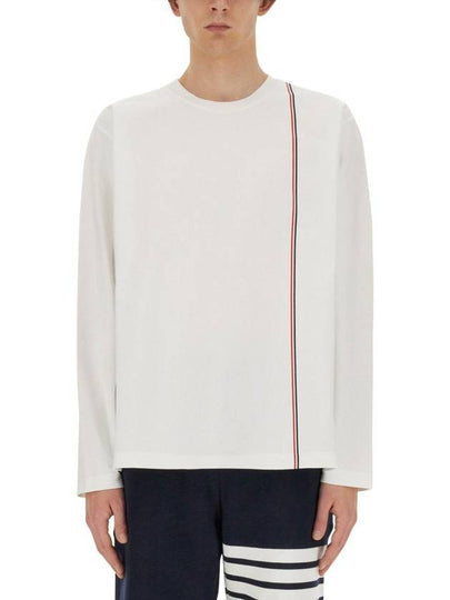 RWB Striped Cotton Long Sleeve T-Shirt White - THOM BROWNE - BALAAN 2