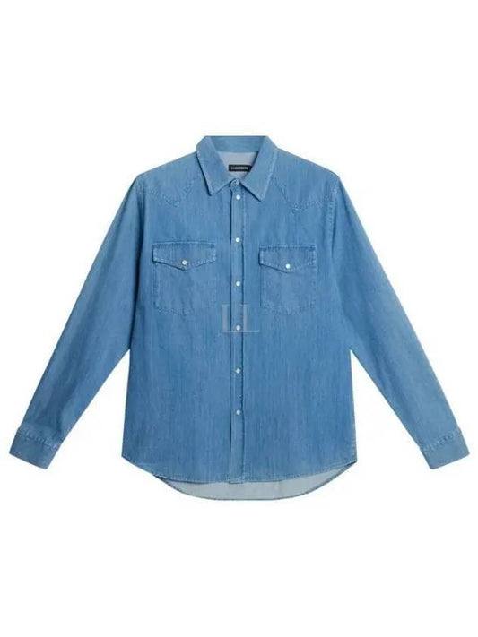 CARSON LS DENIM SHIRT FMST10253 O206 Men's CARSON long sleeve denim shirt - J.LINDEBERG - BALAAN 1