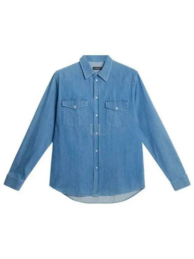 Carson Denim Long Sleeve Shirt Bijou Blue - J.LINDEBERG - BALAAN 1