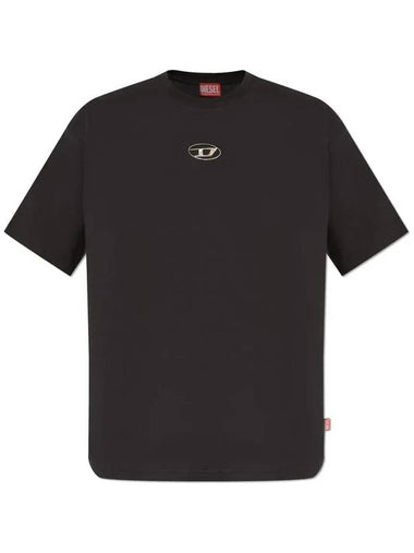 Logo Plaque Short Sleeve T-Shirt Black - DIESEL - BALAAN 1