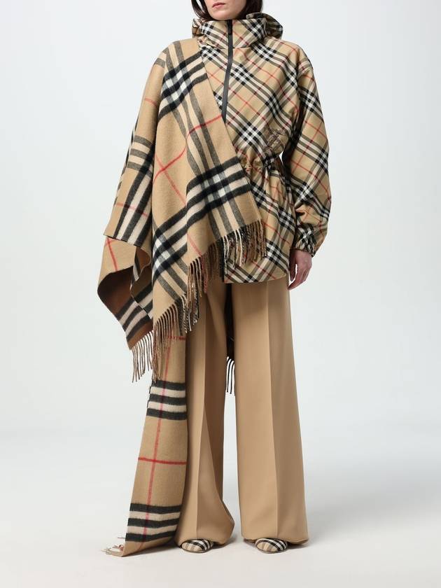 Contrast Check Wool Cashmere Cape Brown - BURBERRY - BALAAN 3