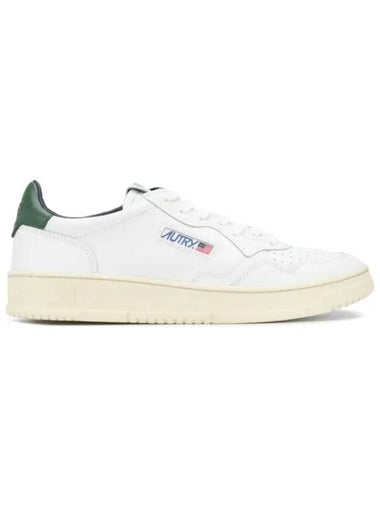 Men's Medalist Dark Green Tab Leather Low Top Sneakers White - AUTRY - BALAAN 1