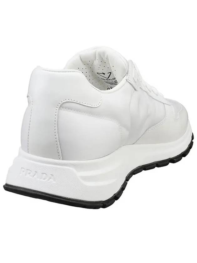 Prax 01 Re-Nylon Brushed Leather Low-Top Sneakers White - PRADA - BALAAN 3