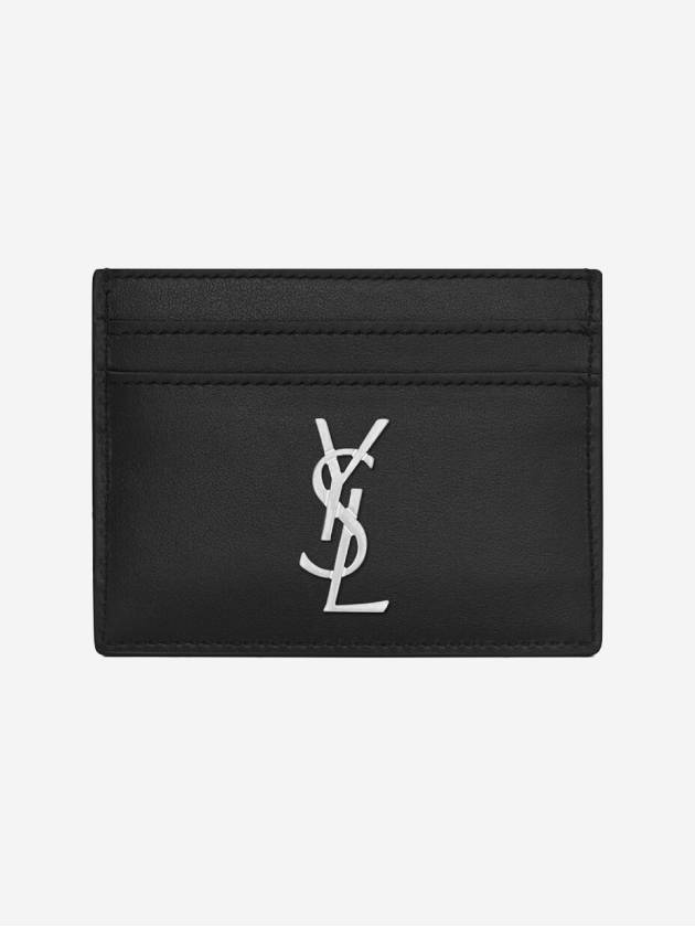 Monogram Card Case in Smooth Leather Black - SAINT LAURENT - BALAAN 2