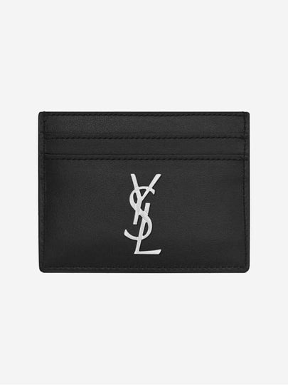 Monogram Card Case in Smooth Leather Black - SAINT LAURENT - BALAAN 2