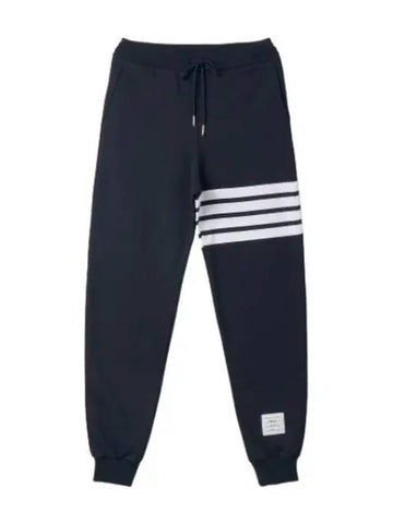 Diagonal cotton loopback sweatpants navy - THOM BROWNE - BALAAN 1