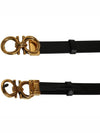 Adjustable Gancini Leather Belt Black - SALVATORE FERRAGAMO - BALAAN 3