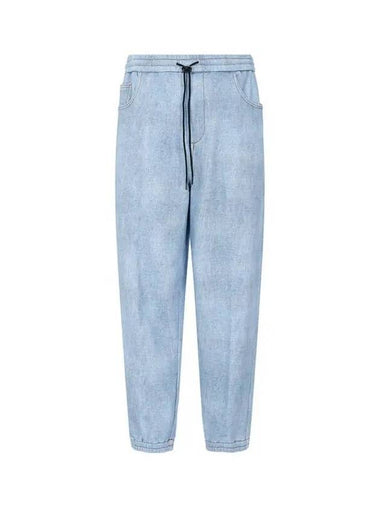 Men s Drawstring Terry Jogger Pants Indigo - EMPORIO ARMANI - BALAAN 1