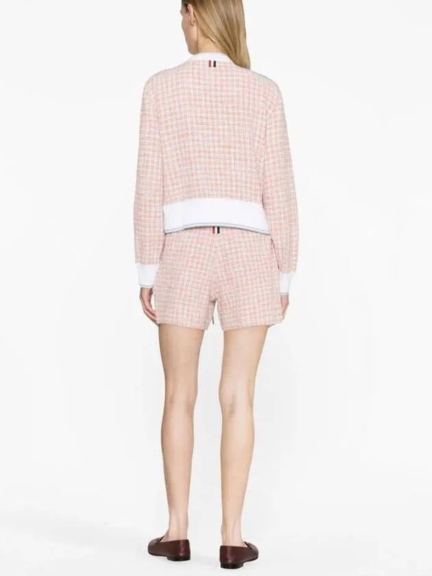 Check Tweed Cardigan Pink - THOM BROWNE - BALAAN 5