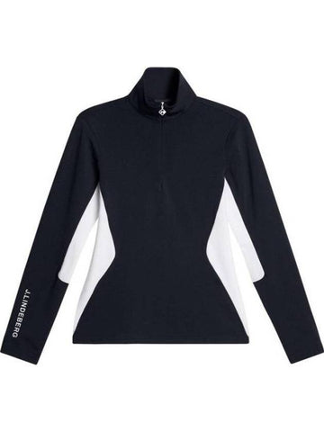 Cookies Mid Layer Quarter Zip Long Sleeve T-Shirt Navy - J.LINDEBERG - BALAAN 1