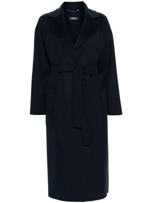 Nina Belted Virgin Wool Single Coat Navy - S MAX MARA - BALAAN 1