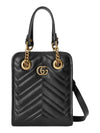 GG Marmont Gold Matelasse Leather Cross Mini Bag Black - GUCCI - BALAAN 1