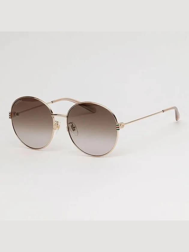 Eyewear Logo Round Frame Metal Sunglasses Brown - GUCCI - BALAAN 6