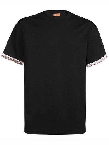 Crew Neck Cotton Short Sleeve T-Shirt Black - MISSONI - BALAAN 1