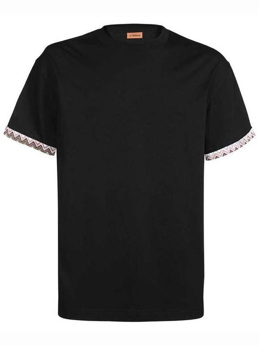 knitted insert crew neck cotton short sleeve t-shirt black - MISSONI - BALAAN 1