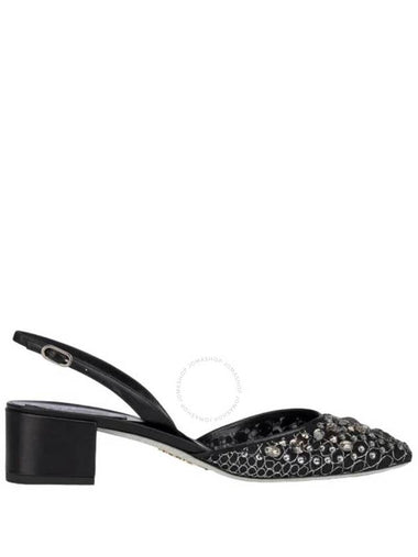 Rene Caovilla Black Cinderella 40 Crystal Slingback Pumps, Brand Size 35 ( US Size 5 ) - RENE CAOVILLA - BALAAN 1