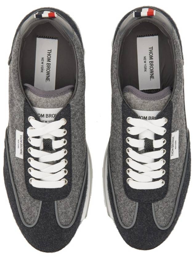 Flannel Clear Sole Low Top Sneakers Grey - THOM BROWNE - BALAAN 4