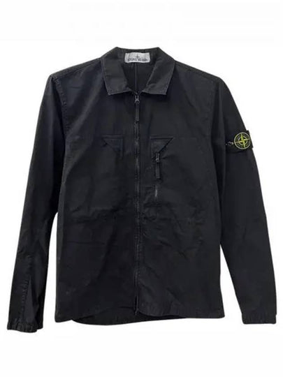 Wappen Patch Old Treatment Zip-Up Overshirt Black - STONE ISLAND - BALAAN 2