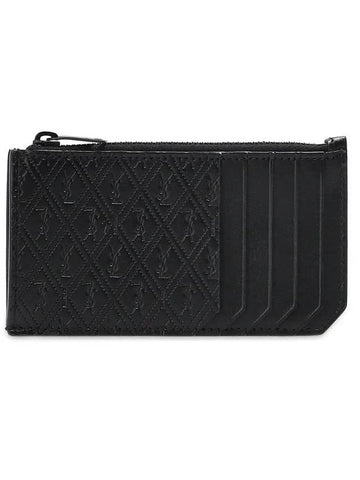 Monogram Zipper Card Wallet Black - SAINT LAURENT - BALAAN 1