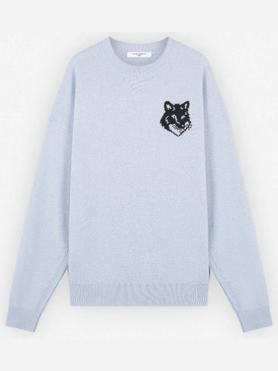 Intarsia Fox Head Comfort Knit Top Sky Blue - MAISON KITSUNE - BALAAN 2