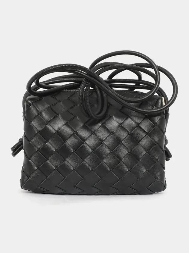 Intrecciato Loop Small Leather Cross Bag Black - BOTTEGA VENETA - BALAAN 4