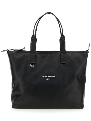 'Adamo' Black Shopper With Front Logo In Leather Man - DOLCE&GABBANA - BALAAN 1