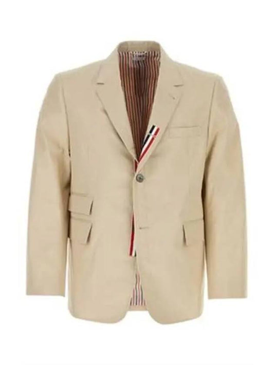 Typewriter Cloth Grosgrain Placket Sport Jacket Beige - THOM BROWNE - BALAAN 2