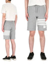 Cotton Loopback Knit Engineered 4-Bar Sweatshorts Light Grey - THOM BROWNE - BALAAN 2