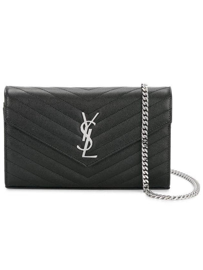 Cassandre Matelasse Chain Cross Bag In Grain de Poudre Embossed Leather Black - SAINT LAURENT - BALAAN 2