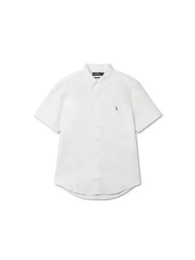 Custom Fit Oxford Short Sleeve Shirt White - POLO RALPH LAUREN - BALAAN 1