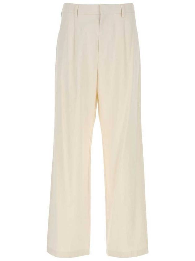 Men's Triangle Logo Cotton Wide Pants Ivory - PRADA - BALAAN 2