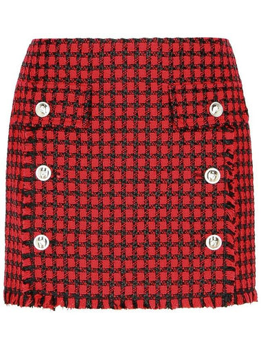 Versace Red Virgin Wool Blend Miniskirt - VERSACE - BALAAN 1